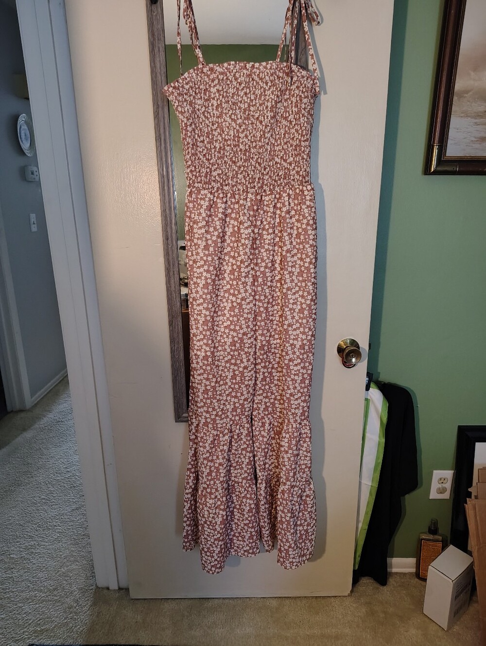 light Mauve/Pink Floral SmockedWide Leg Jumpsuit
